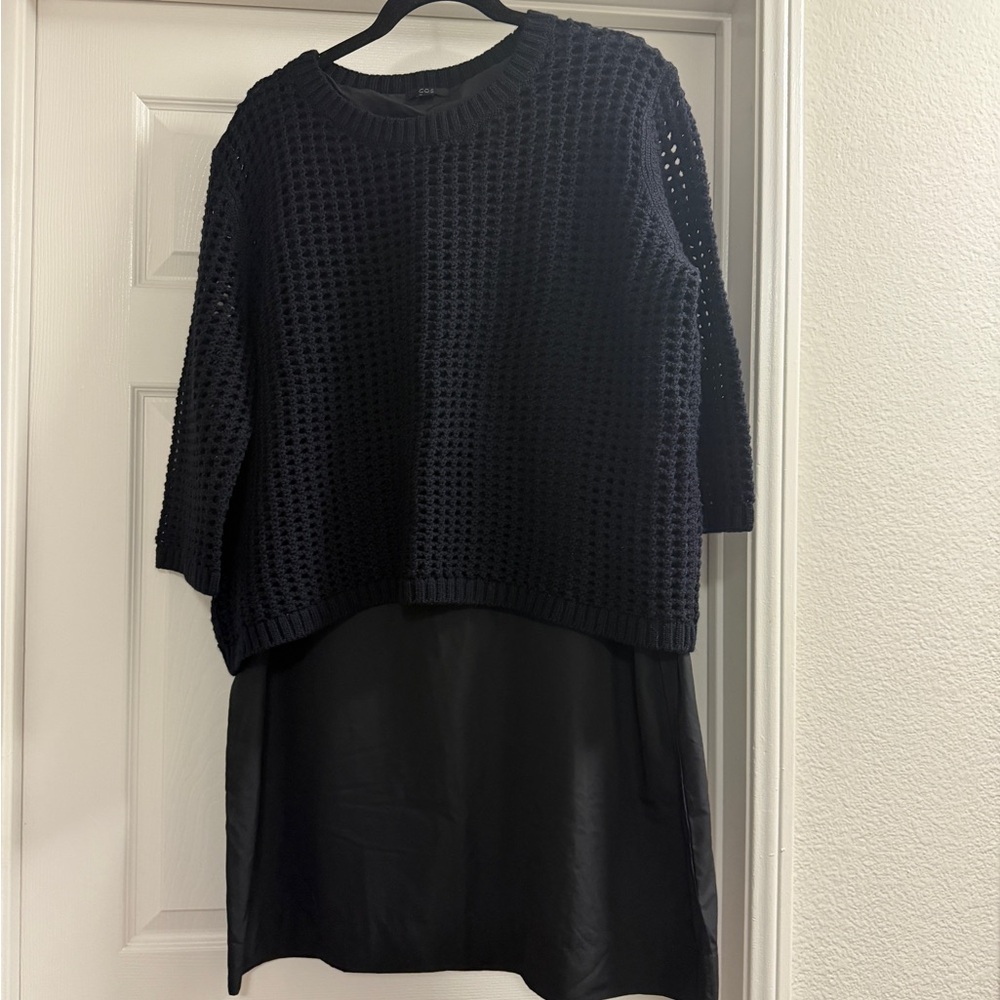 COS Black/Dark Navy Knit Overlay Dress